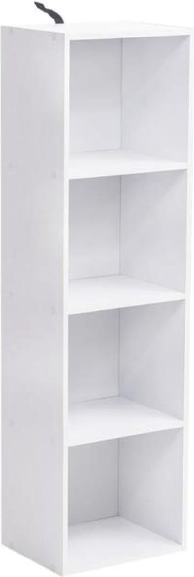 Happyment Boekenkast Hilda - Opbergrek - 4 Lagen - Open Planken - Kantoor - Woonkamer - Slaapkamer - 30x24x106 cm - Wit