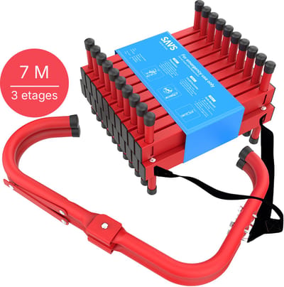 SAVS ESC-7S Vluchtladder 7 meter - 3 verdiepingen - Compacte brandtrap met instructie - Noodladder antikras - Vluchttouw - Brandtrapladder oprolbaar - Vluchttrap