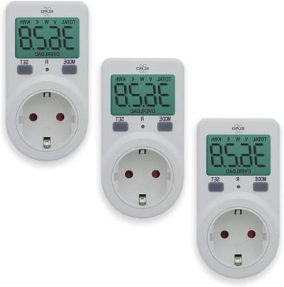 Energieverbruik Meter - Stroommeter Kostenmeter - Energie Besparen - Inclusief Overbelastingsbeveiliging - 3 Stuks - Wit