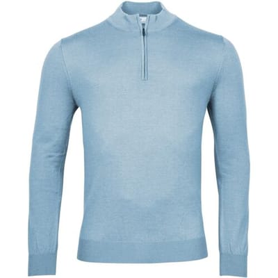 Thomas Maine Trui Merino Half Zip Single Knit Licht Blauw / male
