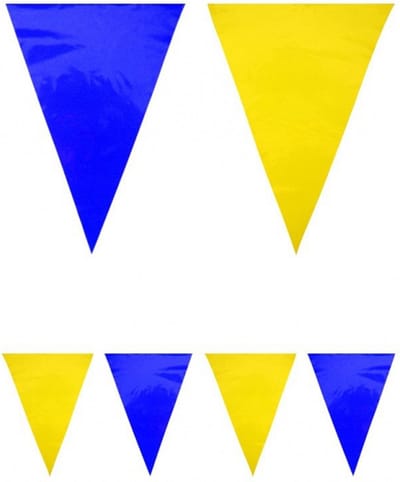 PartyXplosion Feest/verjaardag vlaggenlijn - blauw/geel - 10 meter - kleuren/landen thema - vlag Zweden/Oekraine