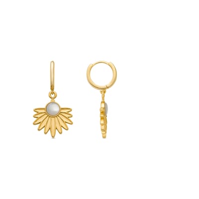 Luxenter Oorbellen van 925 sterling zilver en wit parelmoer met 18-karaats geelgoud afwerking - Lalai