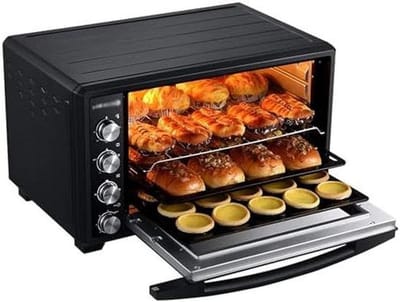 Elektrische Oven - Heteluchtoven Airfryer - Branden Bakken Grillen - Instelbare Temperatuur - 60 Minuten Timer - Zwart