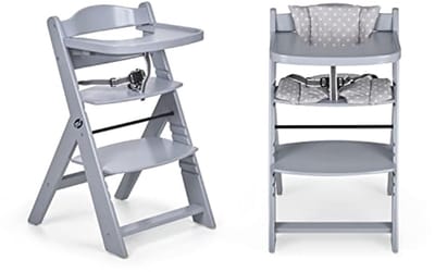 Houten Kinderstoel 2-in-1 Evolutieve Hoge Stoel Ergonomisch en Verstelbaar voor Baby's en Kinderen