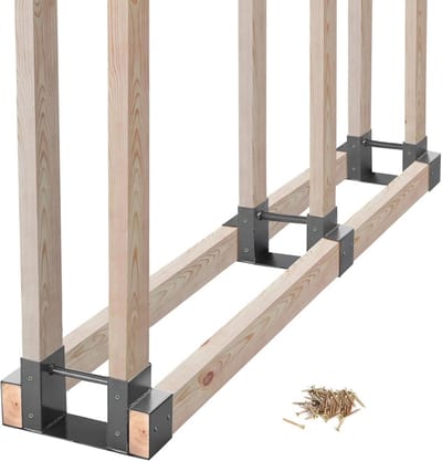 Houtopslag Rek met Verstelbare Beugels voor Open Haard - Grijs, Voor 2x4 Planken