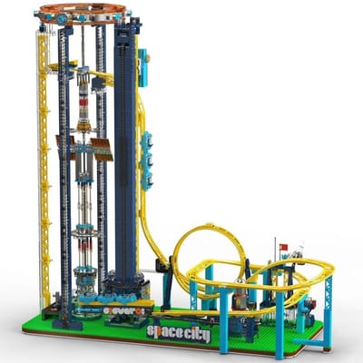 Mould King 11031 Space Elevator achtbaan bouwset | Kermis architecture ideas modelbouw | Technische creator expert speelgoed bouwpakketten voor volwassenen & kinderen | Motor & accu niet geschikt voor Lego technic | Bouwdoos met 3118 bouwstenen