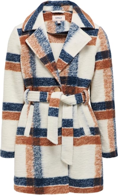 ONLY kids meisjes winterjas ANDREA CHECK Moonbeam Polar Night/Mocha Bisque