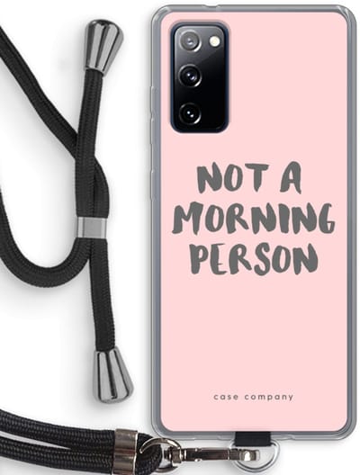 Case Company® - Hoesje met koord geschikt voor Samsung Galaxy S20 FE / S20 FE 5G hoesje met Koord - Morning person - Telefoonhoesje met Zwart Koord - Bescherming aan alle Kanten en Over de Schermrand