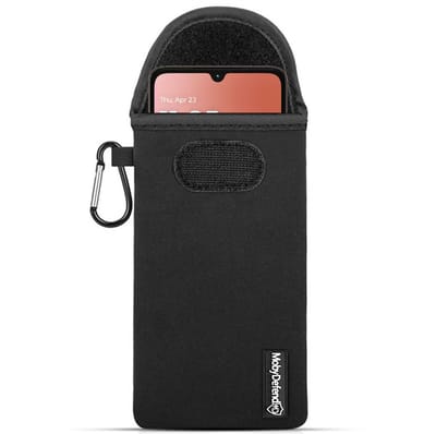 MobyDefend Hoesje - Geschikt voor Motorola Moto G06 / Motorola Moto G06 Power - Neopreen Pouch Met Karabijnhaak - Insteek - Riemlus - Zwart