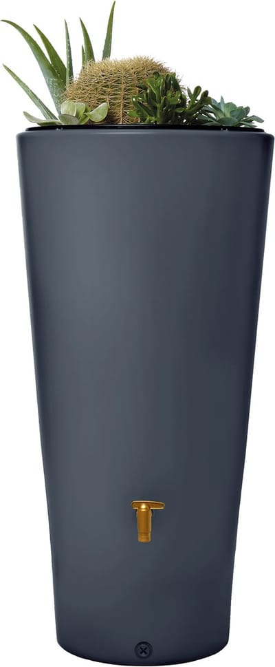 4rain Vaso 2-in-1 Regenwateropvangbak, 220 l, Graphit, decoratieve