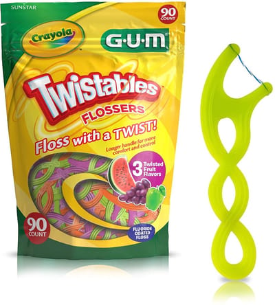 GUM - Crayola - Twistables - Kids Flossers - Flosdraad - Floss Picks - Kinderen - Fruitsmaken - 90 stuks