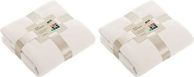 James & Nicholson Fleece bankdeken/plaid - 2x - offwhite - 130 x 170 cm - 240 grams - pluisvrij - wasbaar