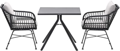 Garden Impressions Lucas tuinset zwart 3-delig - Rimini tuintafel 80x80 cm