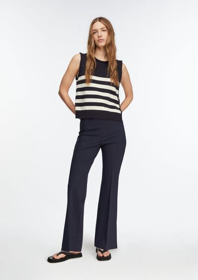 comma - female - Jersey broek met uitlopende pijpen en split opzij