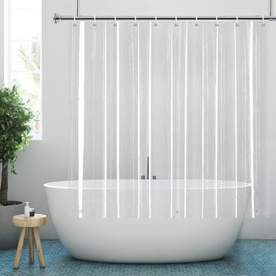 Azalia Douchegordijn, transparant, kort, 150 x 150 cm, waterdicht, met magnetische zoom, breedte: 150 x hoogte: 150 cm