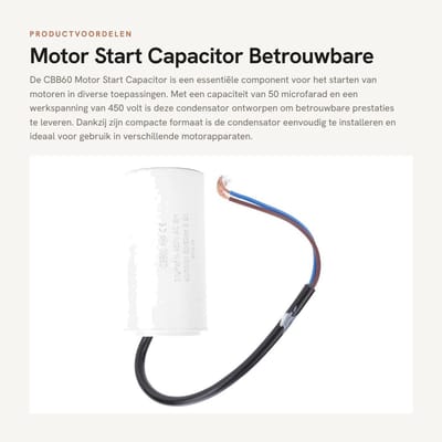Dailygoods - Motor Start Capacitor - Betrouwbare Startcapaciteit - 450V - 50uF - Geschikt voor Motoren - Krachtige Startcapaciteit - Hoogwaardige Capa...