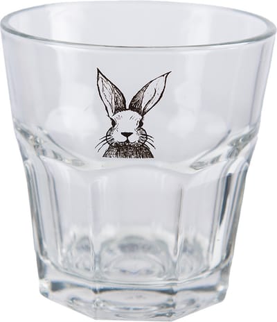 Clayre & Eef Waterglas 200 ml Transparant Glas Konijn