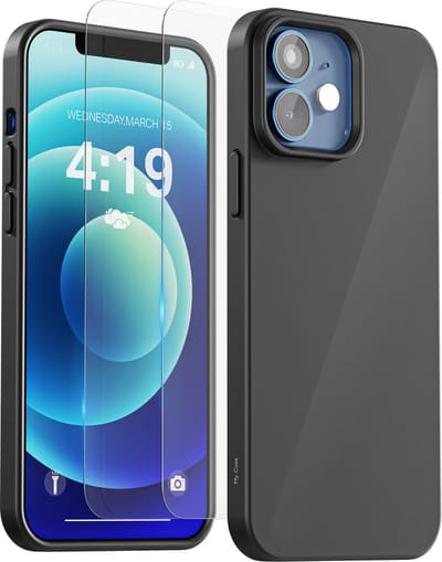 Hoesje geschikt voor iPhone 12/12 Pro Zwart - 2x screenprotector - beschermglas screen protector- Anti Shock case