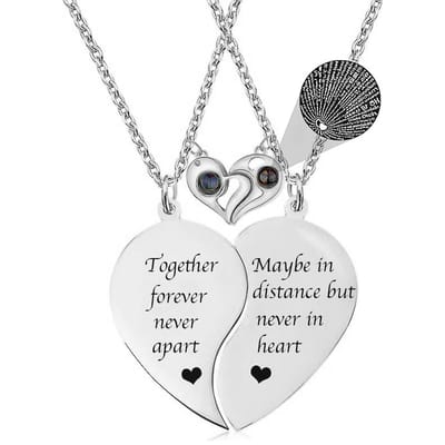 Bixorp Friends Vriendschapsketting voor 2 met Hartje & I LOVE YOU in 100 talen! - Zilverkleurig - "Together Forever Never Apart" - BFF Cadeau