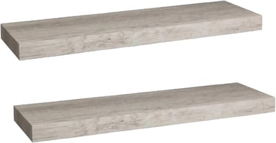 5five Zwevende wandplank Bassline - 2x - grijs eiken - 60 cm - hout/MDF - boekenplank - muurplank - opbergplank - hangplank