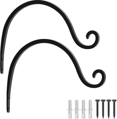Plantenhangers 2 Stuks, 20 cm Hangende Planthouder Met Plafondhaken, Binnen Buiten Plantenhangers Voor Vogelfutters Windklokken Plantenmandjes, Zwart