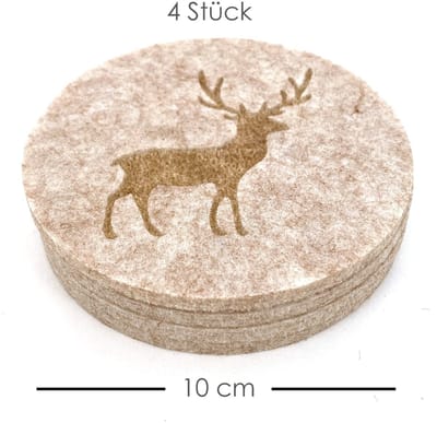 Dailygoods - Vilten Onderzetters - Afwasbaar, Rond, 10 cm, Set van 4