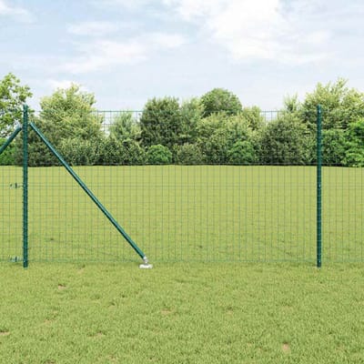 vidaXL - Euro-hek - met - grondpennen - 10 - x - 1 - m - PVC-Coated - Staal - Groen - Mesh