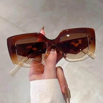 Klassieke Designer Veelhoek Zonnebrillen Dames Voor Mannen Luxe Mode Zonnebrillen Modern Punk Dames Oranje Grote Brillen