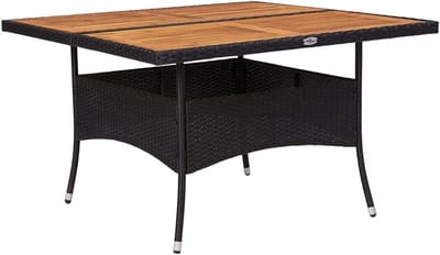 Tuineettafel - Buitentafel Terrastafel - Buiten dineren - Massief acacia tafelblad - 120 x 120 x 75 cm - Zwart