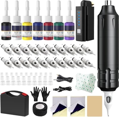 MRKK® Tattoo Machine met Accessoires - Tattoo kit Draadloos - Complete Set -Zwart