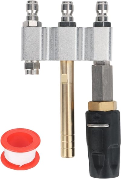 3-in-1 Verstelbare Spraykop voor Hogedrukreiniger, Messing Soft Wash Spuitkop met 1/4" NPT Snelsluiting voor Tuin, Voertuigen en Daken