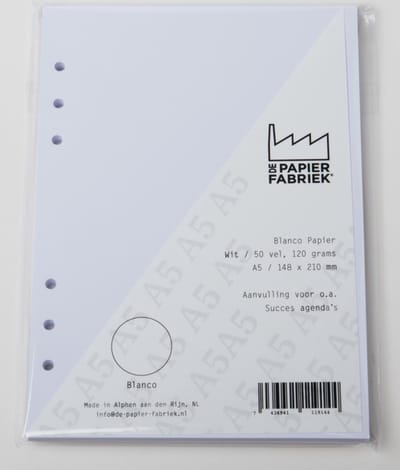 Aanvulling / Navulling A5 geschikt voor o.a. Filofax, Succes Losbladige Planners 50 Vel, 120g/m² Blanco Wit Papier