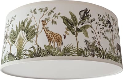 Plafondlamp Jungle  Kinderkamer plafondlamp - Jungle plafondlamp - Lamp voor aan het plafond - Dieren plafondlamp | Diameter 35cm x 15cm hoog | E27 fitting maximaal 40 watt | Excl. Lichtbron
