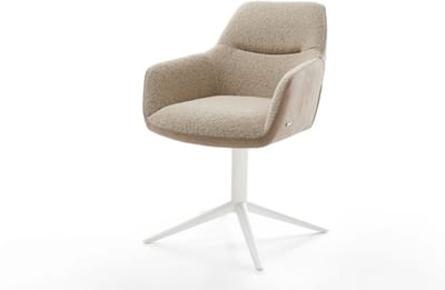 Eetkamerstoel Pejo-Flex kruispoot wit materiaalmix mud 360° draaibaar rocker-functie pocketveer kern