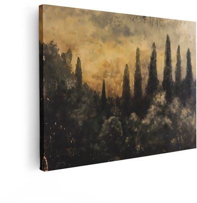 Artaza Canvas Schilderij Bos - 40x30 cm - Wanddecoratie Landschap Cipressen - Muurdecoratie Natuur - Schilderijen Op Canvas