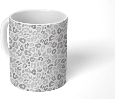 Mok - Koffiemok - Luipaard - Motief - Grijs - Mokken - 350 ML - Beker - Koffiemokken - Theemok