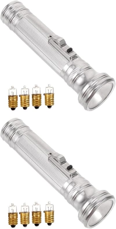 Retro Fakkel Set van 2 Stuks, Vintage Metaal Fakkel voor Landelijke Huizen, Inclusief 5 Reserve Lampen en Ideaal voor Buitengebruik