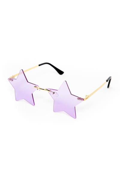 KIMU® Sterren Zonnebril - Goud Montuur - Lila Ster Glazen - Gouden Sterretjes Bril Paars Fout Festival