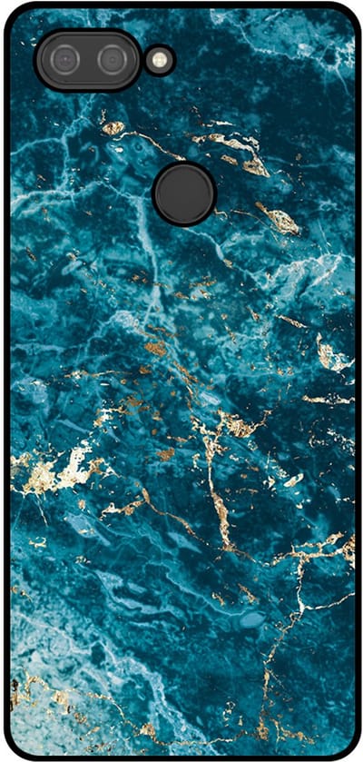 Smartphonica Telefoonhoesje Geschikt voor Xiaomi Mi 8 Lite met marmer opdruk - TPU backcover case blue marble design - Blauw geschikt voor Xiaomi Mi 8 Lite