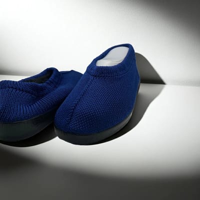 Gevoerde Gebreide Portugese Schoen - Blauw Kobalt - Maat 39 - Instappers - Pantoffel