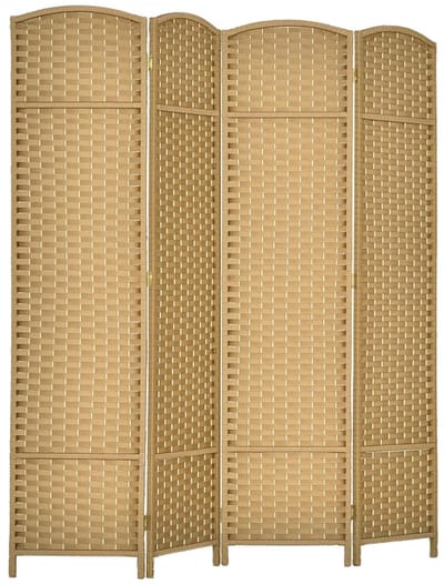 Kamerscherm - Roomdivider - Privacyscherm - Scheidingswand - Opvouwbaar - 4-delig - Natuurlijk - Woonkamer - 160x170 cm - 4 Panelen - Natuur