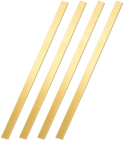 Dailygoods- Platte Stangen - 4 Stuks Massief Messing - Goudkleurig - 30,1 x 1,35 cm - Corrosiebestendig - Perfect voor Doe-Het-Zelf Projecten - Messing Platen
