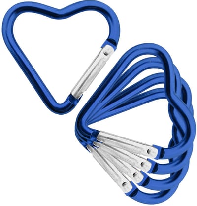 Aluminium karabijnhaak hart 44x43x4,5mm blauw - per 5 stuks