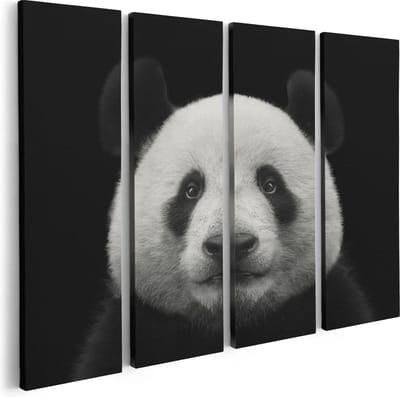 Artaza Canvas Schilderij Vierluik Panda - Pandakop  - 80x60 - Foto Op Canvas - Canvas Print