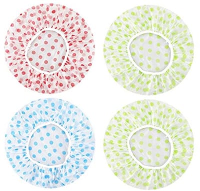 Elastische herbruikbare douchemutsen voor dames en meisjes - 4 stuks in groen, blauw en roze