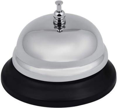 Bel voor Balie - Drukknop Bel - Receptie Hulp - Robuust Metalen Ontwerp - 8.5 x 6cm - Zilverkleurig
