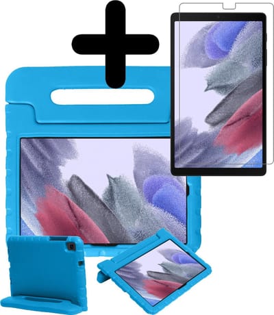 Hoesje - Geschikt voor Samsung Galaxy Tab A7 Lite - Met Screenprotector - Kinderhoes - Shockproof Bumper - Kidsproof Case - Tablethoes - Kinder Hoes Cover - Blauw