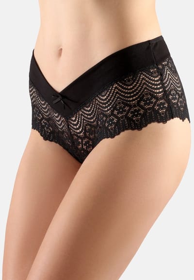 Bellivalini Dames Hipster Hot Pants met Kanten – Ondergoed – Zwart-1 – L - BLV-GAB-155