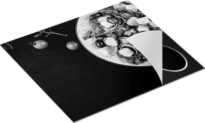 Chefcare Inductie Beschermer Bord met Groentes - Salade - Zwart Wit - 60x50 cm - Afdekplaat Inductie - Kookplaat Beschermer - Inductie Mat
