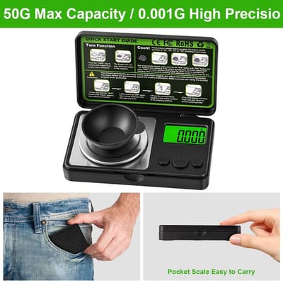 Thijox - Digitale Milligramweegschaal 0,001 g/50 g - Hoge Precisie Mini Zakweegschaal met Pincet - Goud- en Muntweegschaal voor Keuken en Hobby